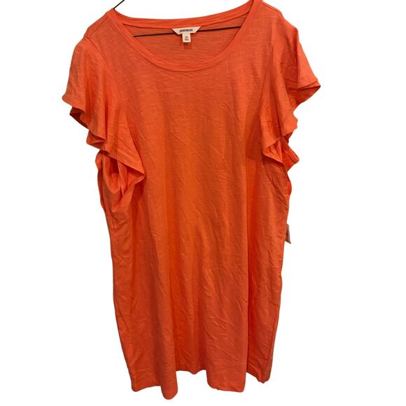 Goodthreads Womens XXL Coral Flutter Sleeve 100% Cotton Shirt Dress NWT - Picture 1 of 7